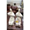 Image 1 : PAIR OF MODERN ABSTRACT FEMALE FIGURE SCULPTURES 24" TALL