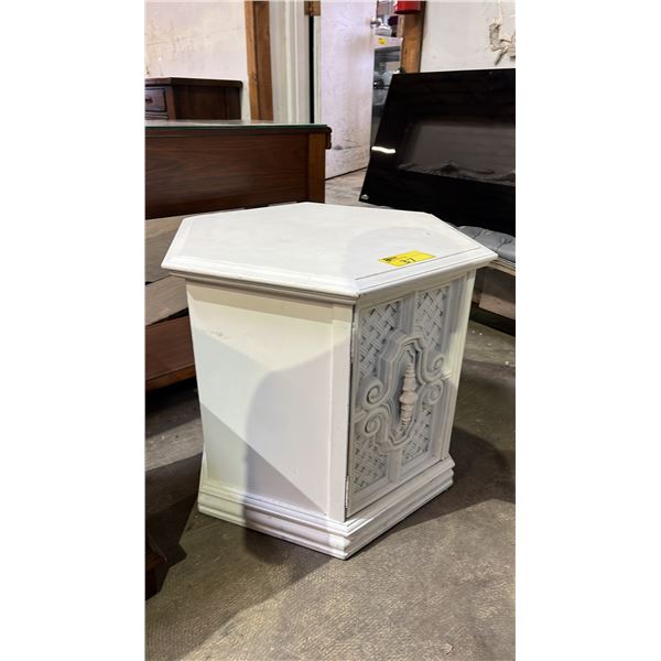 HEXAGONAL WOOD CABINET 24" X 24" X 23"