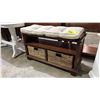 Image 1 : PADDED WOOD STORAGE CABINET WITH WOVEN BASKET DRAWERS 38" X 16" X 22"