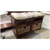 Image 3 : PADDED WOOD STORAGE CABINET WITH WOVEN BASKET DRAWERS 38" X 16" X 22"