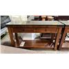 Image 2 : WOOD 2-DRAWER GLASS TOP HALL TABLE 50" X 16" X 30"