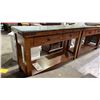 Image 3 : WOOD 2-DRAWER GLASS TOP HALL TABLE 50" X 16" X 30"