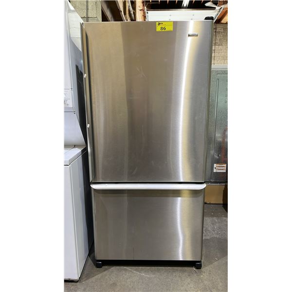KENMORE STAINLESS STEEL SWING OUT FRIDGE WITH ROLLOUT FREEZER 32.5"W