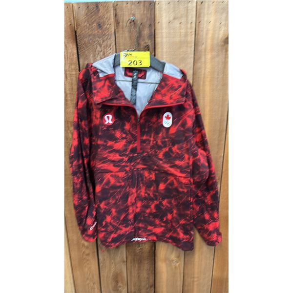 MEN'S LULULEMON SIZE L TEAM CANADA 2022 BEIJING OLYMPICS HALF-ZIP RAIN JACKET