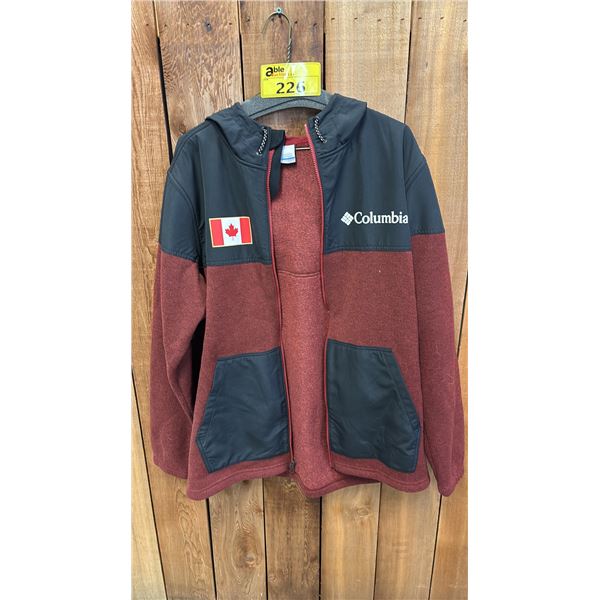 COLUMBIA CANADA TEAM MEN'S SIZE L HOODED FLEECE JACKET