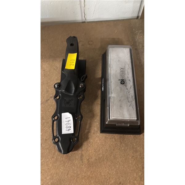 NIMRAVUS BENCHMADE KNIFE WITH SHEATH & KITCHEN IQ SHARPENING STONE
