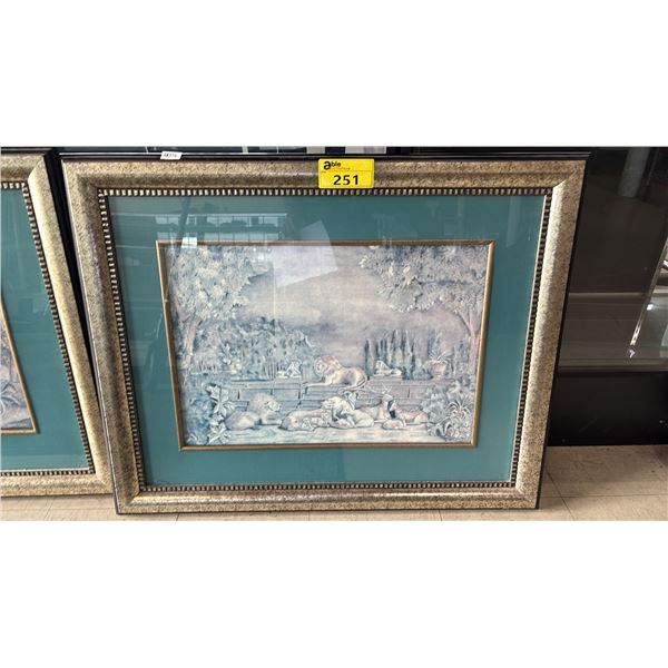 GILT FRAMED PRINT: APPROX. 39" X 31"