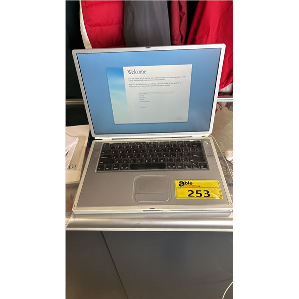 VINTAGE APPLE POWERBOOK G4 (TITANIUM) 1GB LAPTOP WITH POWER CORD, CDS & DVI TO VGA ADAPTER