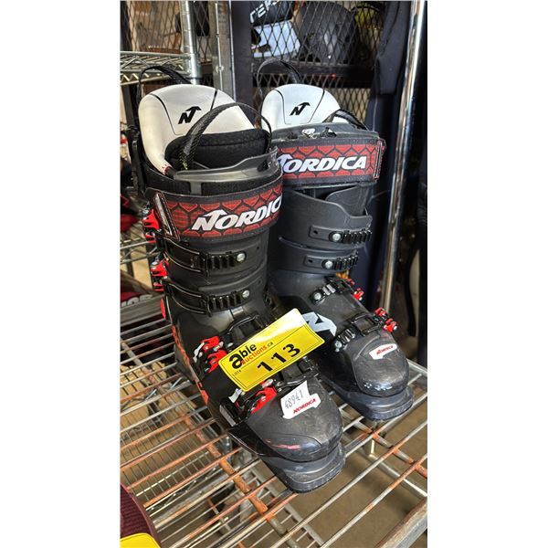 BLACK AND RED NORDICA PROMACHINE 130 ALPINE SKI BOOTS SIZE 26-26.5