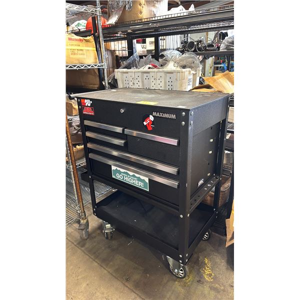 BLACK MAXIMUM 5-DRAWER MACHANICS TOOL CART WITH BOTTOM STORAGE SHELF
