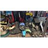 Image 4 : SHELF LOT OF ASSORTED CAMPING GEARS INCLUDING NORTHFACE SLEEPING BAG, PROPANE TANK, SOLAR SHOWER