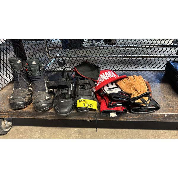 ASSORTED 2 PAIRS OF SHOES AND GLOVES