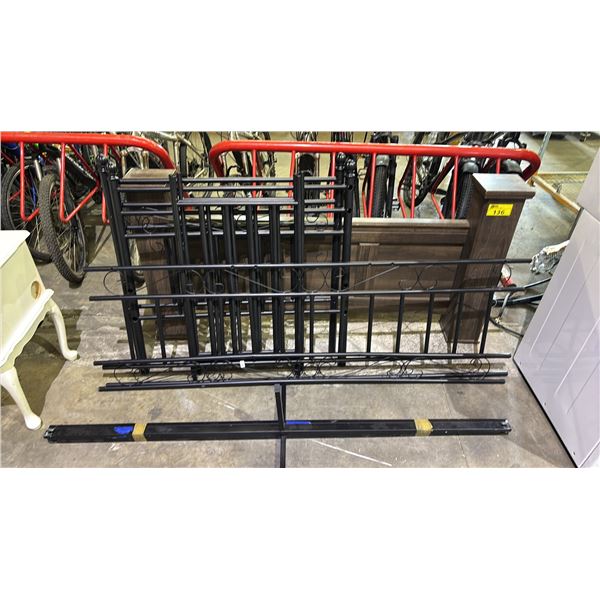 QUEEN SIZE WOODEN FOOTBOARD WITH TWIN SIZE METAL BED FRAME