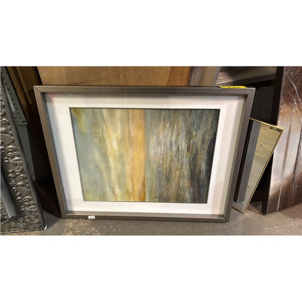 (2) FRAMED PRINTS & A FRAMED WALL MIRROR: LARGEST IS APPROX. 36" X 28"