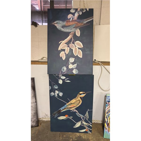 (2) LARGE GICLEE BIRD CANVAS PRINTS: APPROX. 39.5" X 27.5"