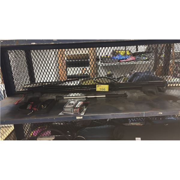 SHELF OF ROOF RACK CROSSBARS, MASTERCRAFT DIGITAL MULTIMETER, NEXXTECH SCREWDRIVER & BITS & MORE