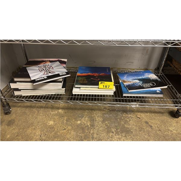 SHELF OF ASSORTED COFFEE TABLE BOOKS