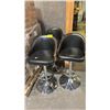 Image 1 : (3) BLACK LEATHER AND WOOD ACCENT BAR STOOLS