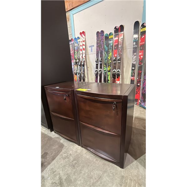 (2) 2 DRAWER WOODEN FILING CABINET
