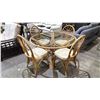 Image 1 : VINTAGE WOODEN DINNING TABLE WITH GLASS TOP AND MATCHING CHAIRS