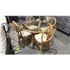 Image 2 : VINTAGE WOODEN DINNING TABLE WITH GLASS TOP AND MATCHING CHAIRS