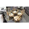 Image 3 : VINTAGE WOODEN DINNING TABLE WITH GLASS TOP AND MATCHING CHAIRS