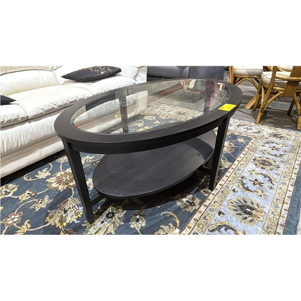 WOODEN COFFEE TABLE WITH GLASS TOP