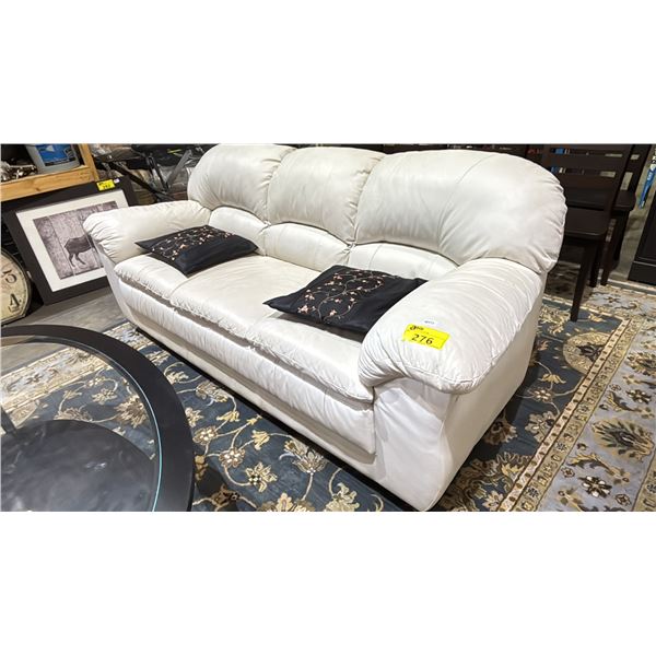 CREAM LEATHER SOFA WITH CUSHIONS