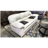 Image 3 : CREAM LEATHER SOFA WITH CUSHIONS