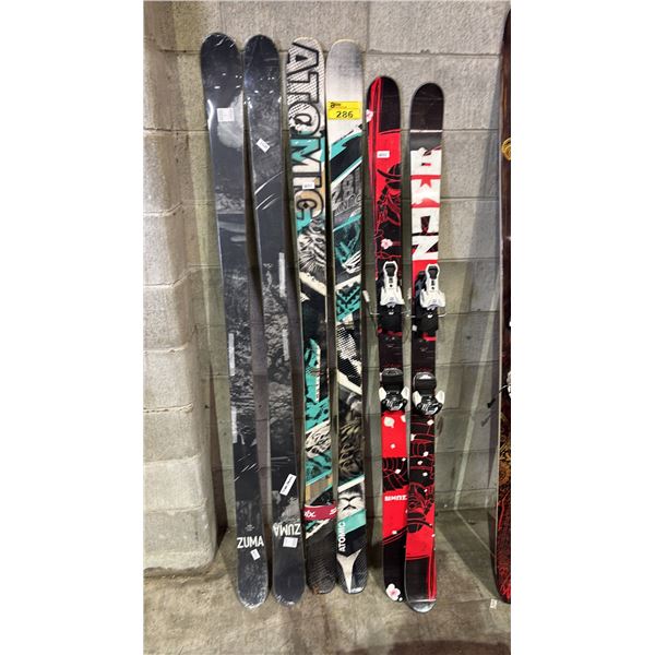 (2) PAIRS OF ZUMA SKIS AND A PAIR OF ATOMIC SKIS