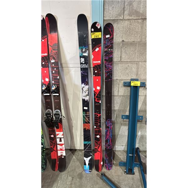A PAIR OF ZUMA SKIS AND A SINGLE ATOMIC SKI