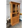 Image 1 : 4-DOOR 1-DRAWER INLAID BEVELED GLASS FRONT CORNER CABINET
