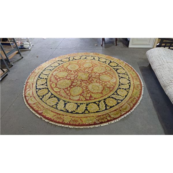 LARGE ROUND FLORAL PATTERNED AREA RUG