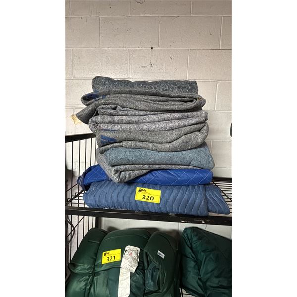 SHELF LOT OF ASSORTED MOVING BLANKETS
