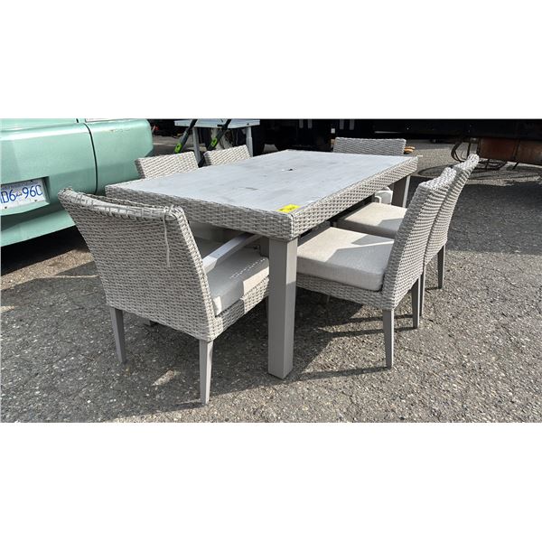 PATIO TABLE WITH 6 CHAIRS (SOME COSMETIC DAMAGE)