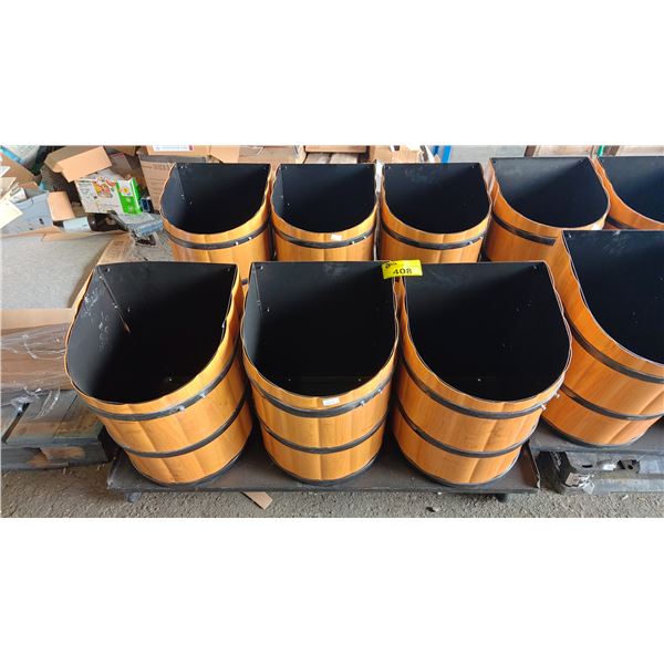 SET OF 2 MOUNTABLE 3-PC HALF BARREL PLANTERS