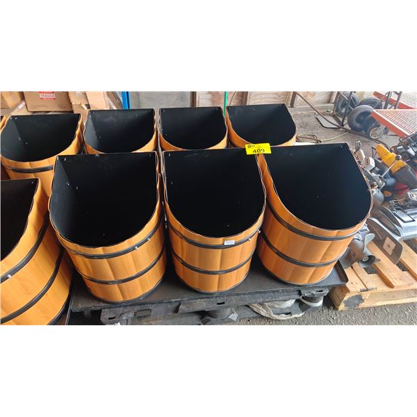SET OF 2 MOUNTABLE 3-PC HALF BARREL PLANTERS