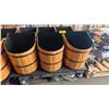 Image 2 : SET OF 2 MOUNTABLE 3-PC HALF BARREL PLANTERS