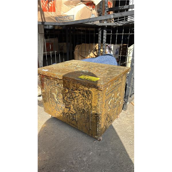 BRASS PLATED WOOD CRATE