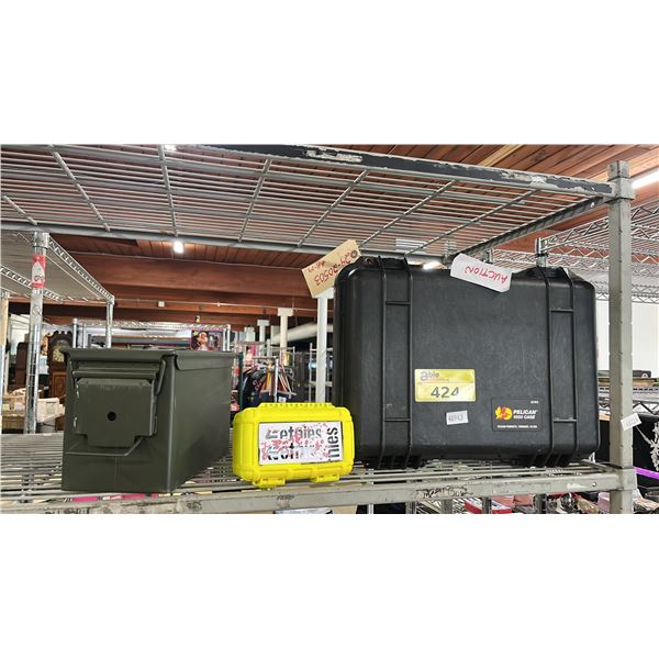 PELICAN 1500 CASE, SMALL SEALED CASE & METAL AMMO CASE