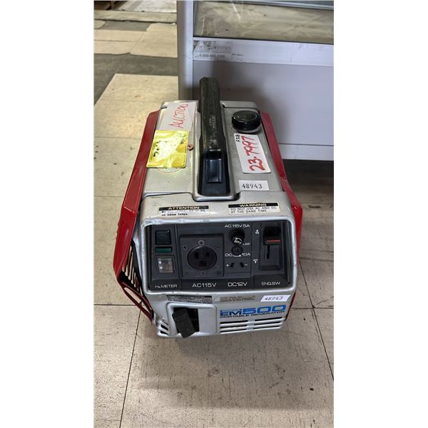 HONDA EM500 PORTABLE GAS GENERATOR (SOME PHYSICAL DAMAGE)