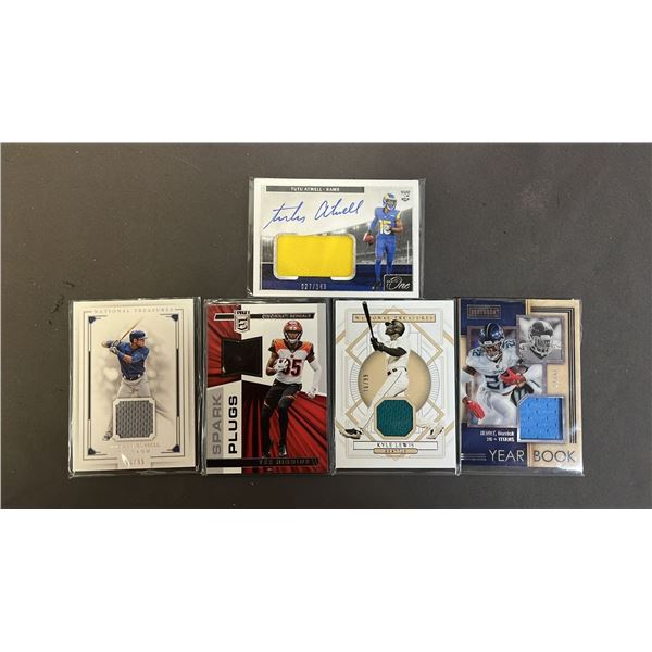 (5) ASSORTED JERSEY PATCH SPORTS CARDS