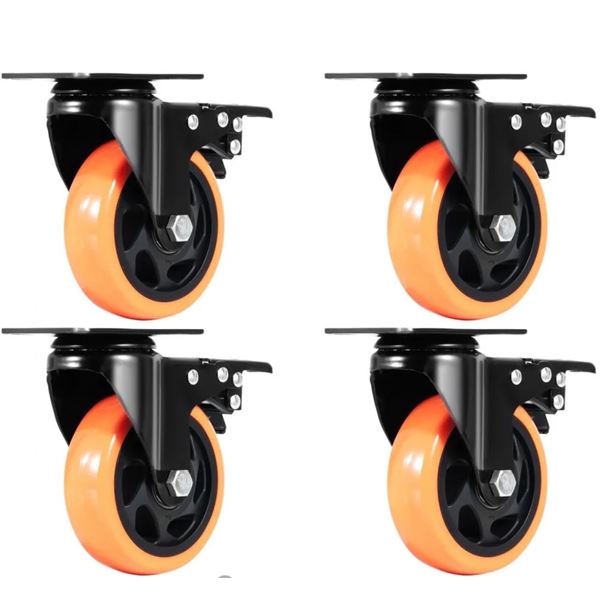 Brand new Set of 4 Black and Orange Casters