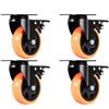Image 1 : Brand new Set of 4 Black and Orange Casters