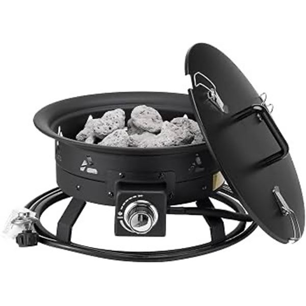 Brand New Black Portable Propane Fire Pit with Lava Rocks