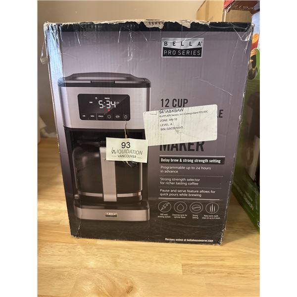 Open Box Brand New BELLA PRO SERIES 12 CUP Coffee Maker