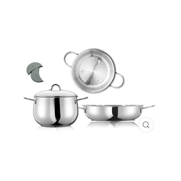 Brand New Stainless Steel Cookware Set of 5 pcs special with tray- made in Italy.