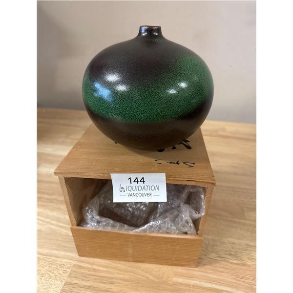 Green and Black Ceramic Vase