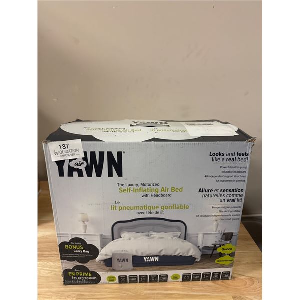 Brand New YAWN Luxury Motorized Self-Inflating Air Bed with Headboard Queen