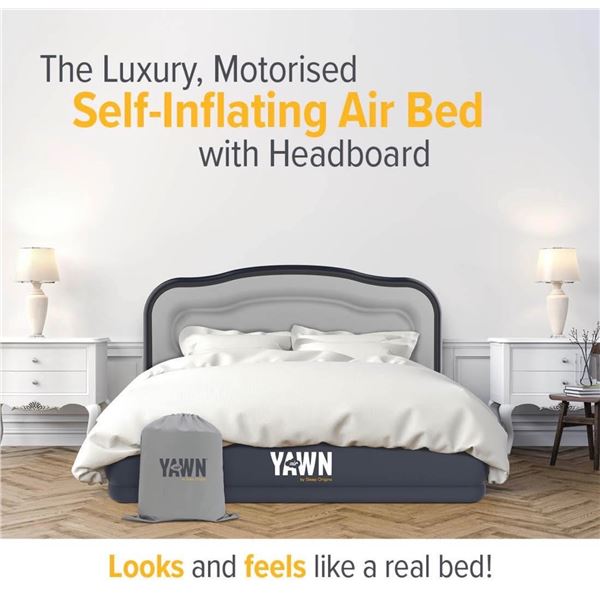 Brand New YAWN Air Luxury Motorized Self-Inflating Twin Air Bed with Headboard